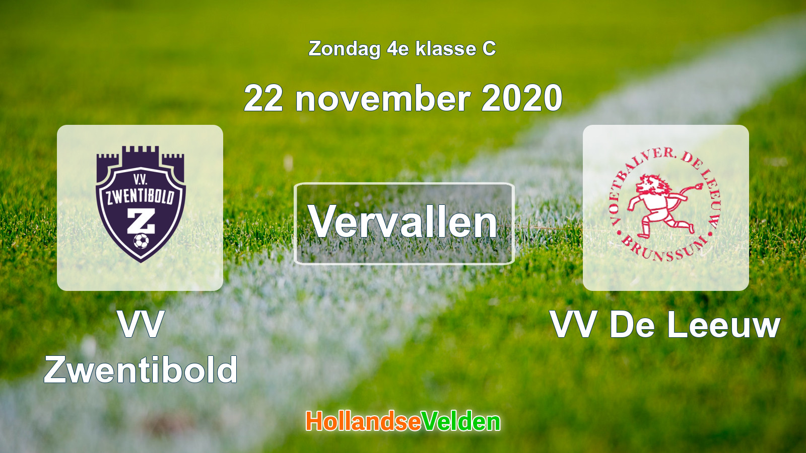 Geplande wedstrijd: VV Zwentibold - VV De Leeuw (22 november 2020)