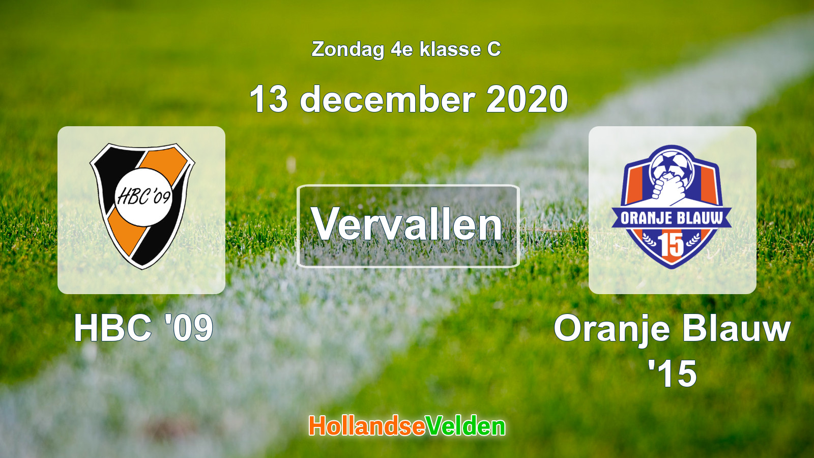 Geplande wedstrijd: HBC '09 - Oranje Blauw '15 (13 december 2020)