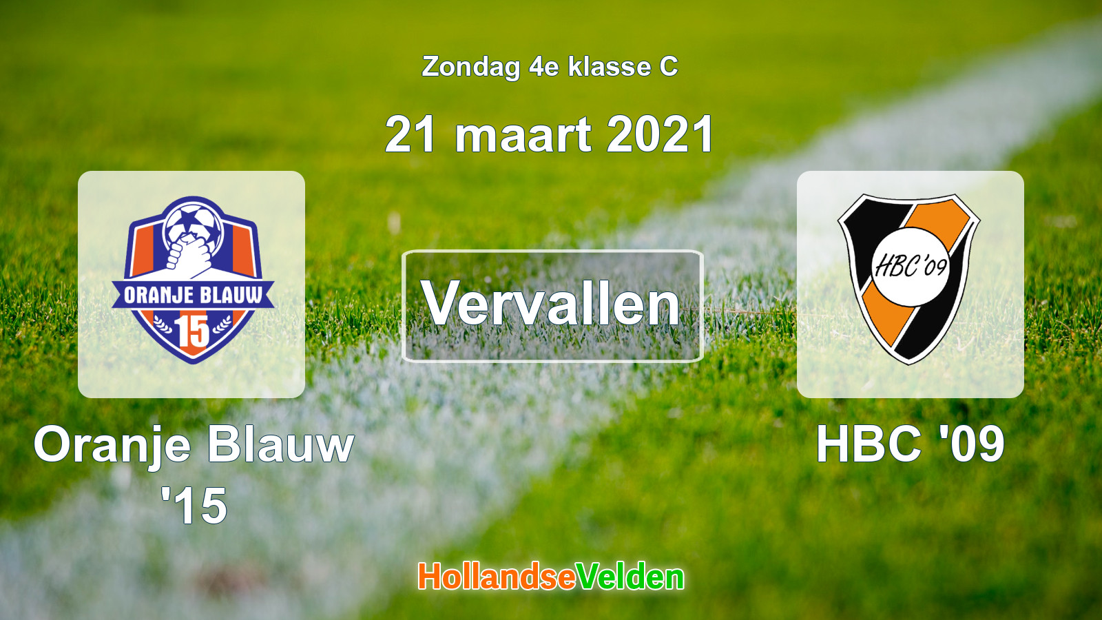 Geplande wedstrijd: Oranje Blauw '15 - HBC '09 (21 maart 2021)