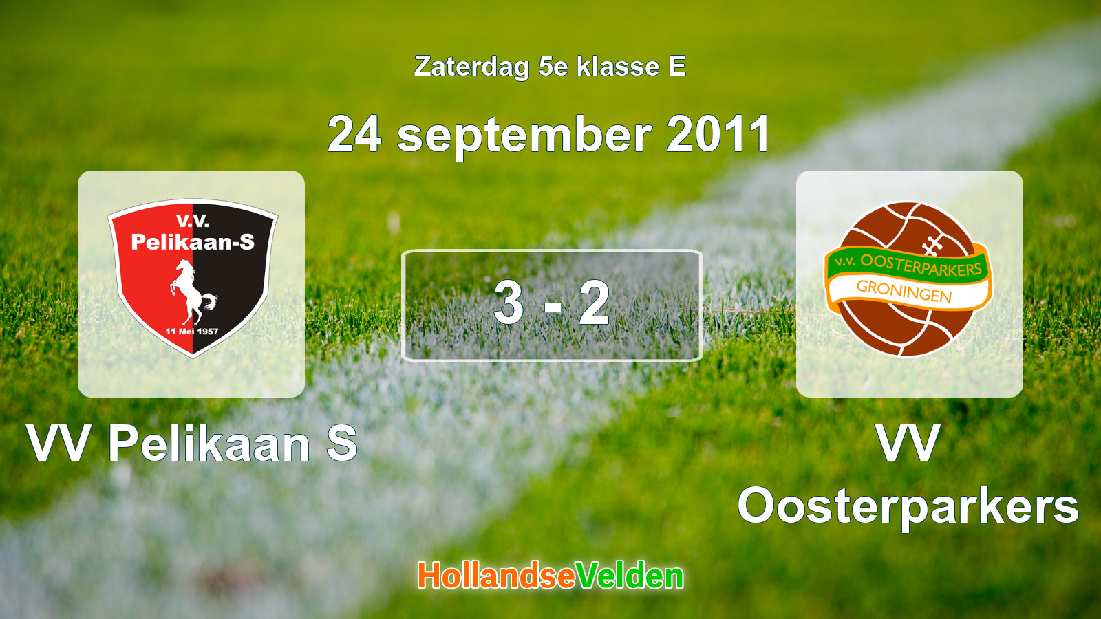 Gespeelde wedstrijd: VV Pelikaan S - VV Oosterparkers 3 - 2 (24 september 2011)