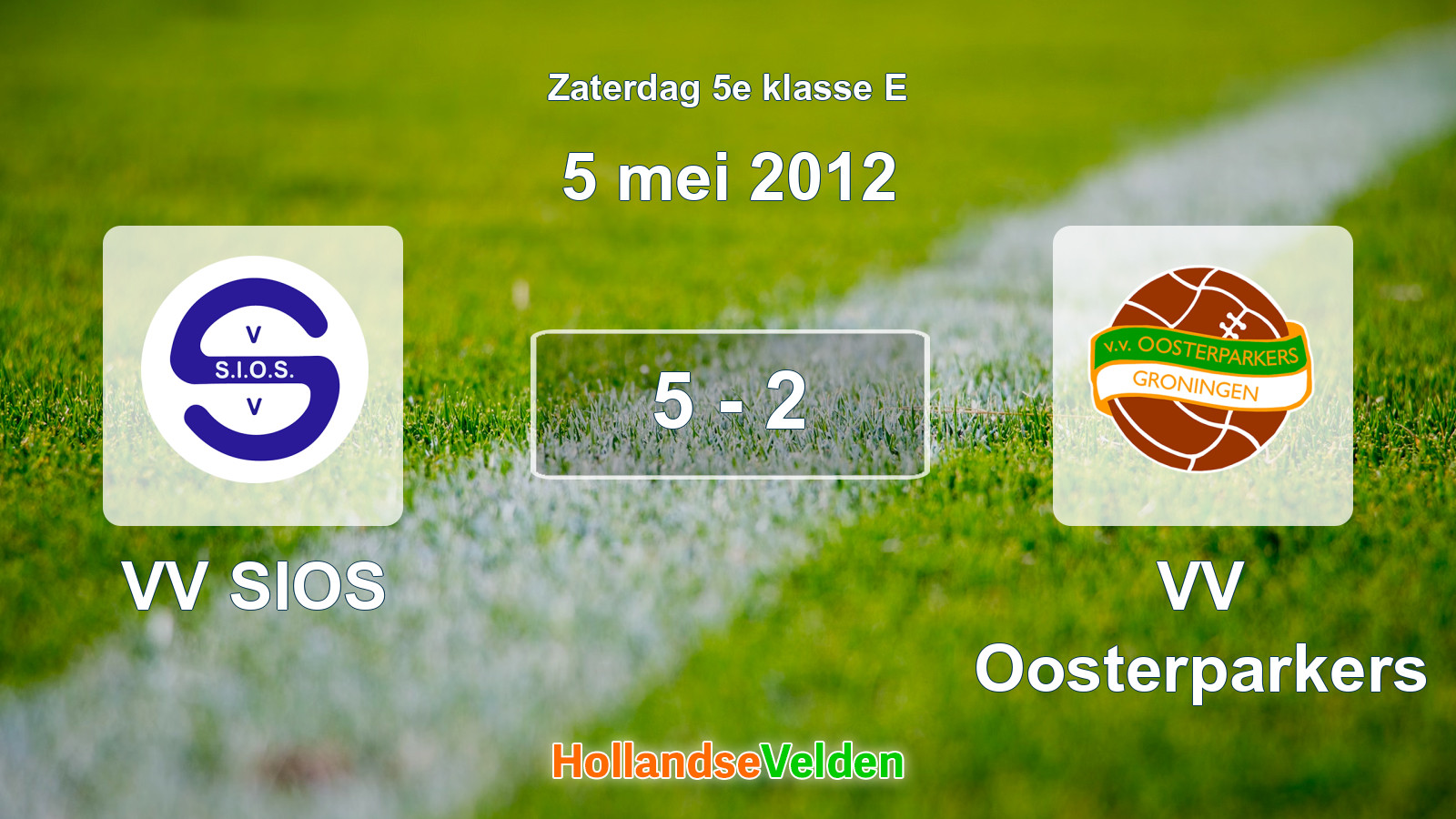 Gespeelde wedstrijd: VV SIOS - VV Oosterparkers 5 - 2 (5 mei 2012)
