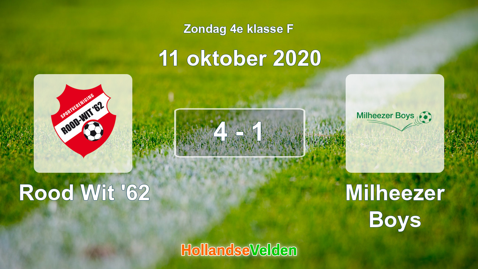 Gespeelde wedstrijd: Rood Wit '62 - Milheezer Boys 4 - 1 (11 oktober 2020)