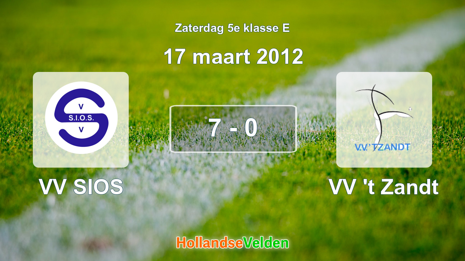 Gespeelde wedstrijd: VV SIOS - VV 't Zandt 7 - 0 (17 maart 2012)