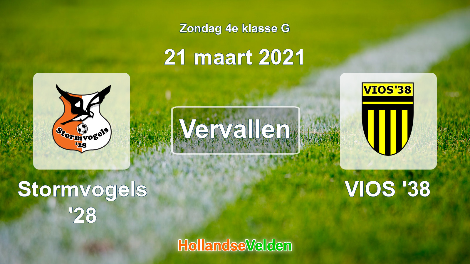 Geplande wedstrijd: Stormvogels '28 - VIOS '38 (21 maart 2021)