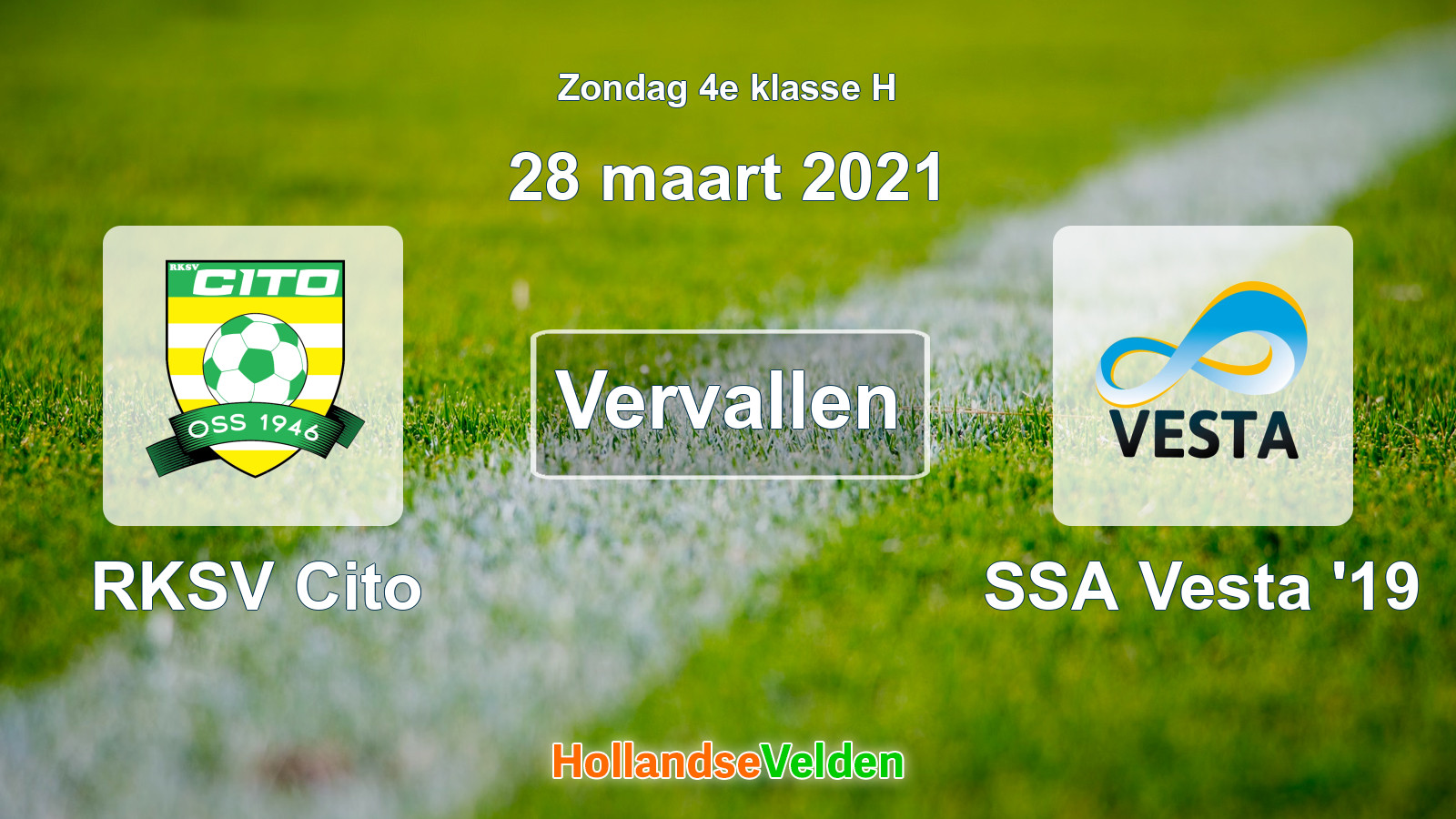 Geplande wedstrijd: RKSV Cito - SSA Vesta '19 (28 maart 2021)