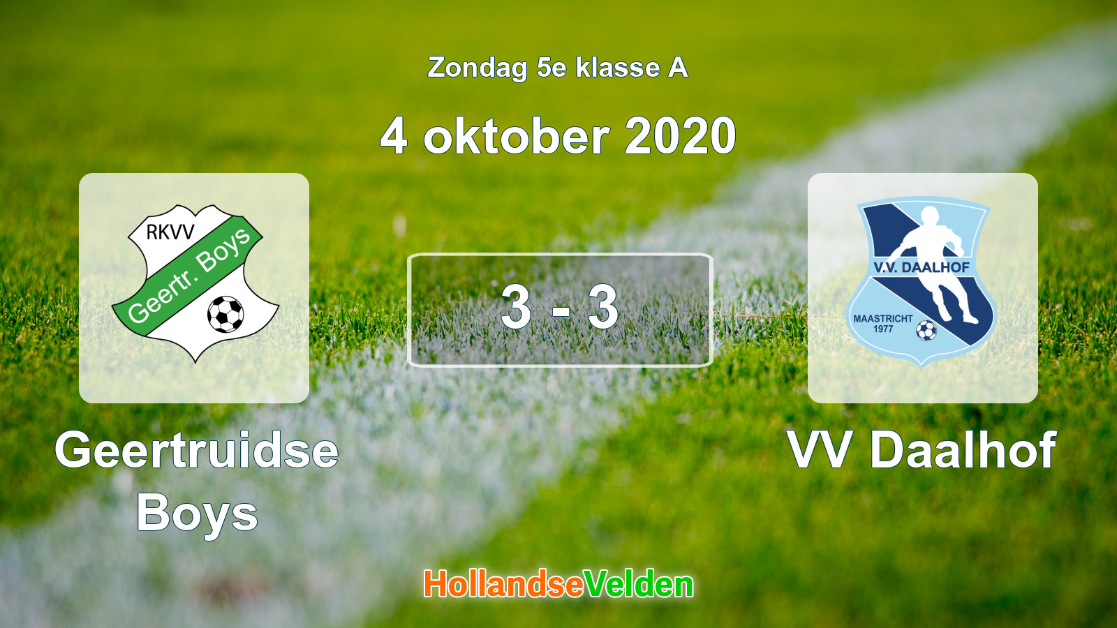 Gespeelde wedstrijd: Geertruidse Boys - VV Daalhof 3 - 3 (4 oktober 2020)