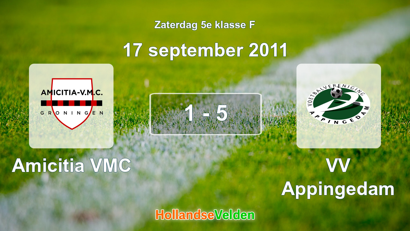 Gespeelde wedstrijd: Amicitia VMC - VV Appingedam 1 - 5 (17 september 2011)