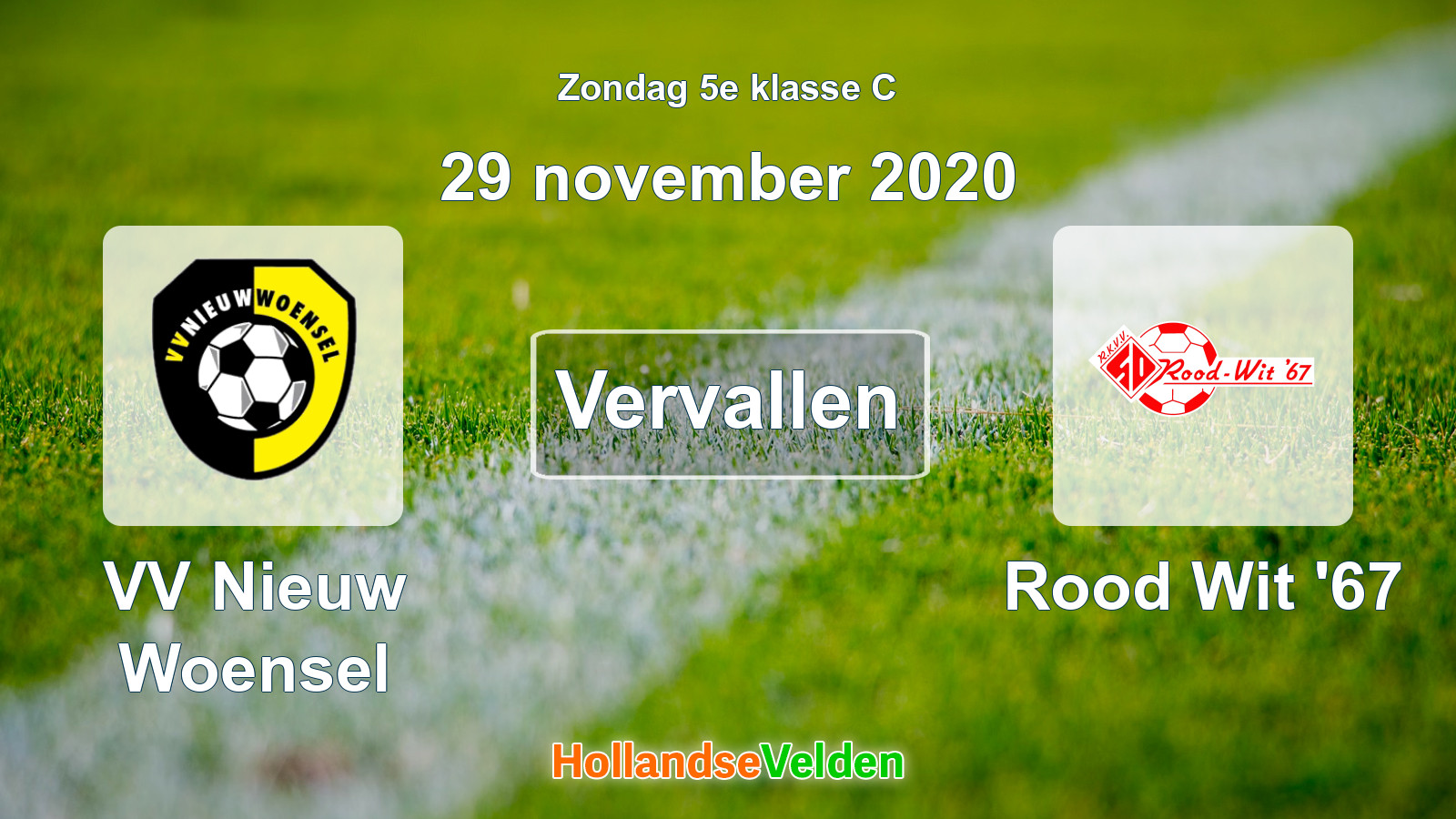 Geplande wedstrijd: VV Nieuw Woensel - Rood Wit '67 (29 november 2020)
