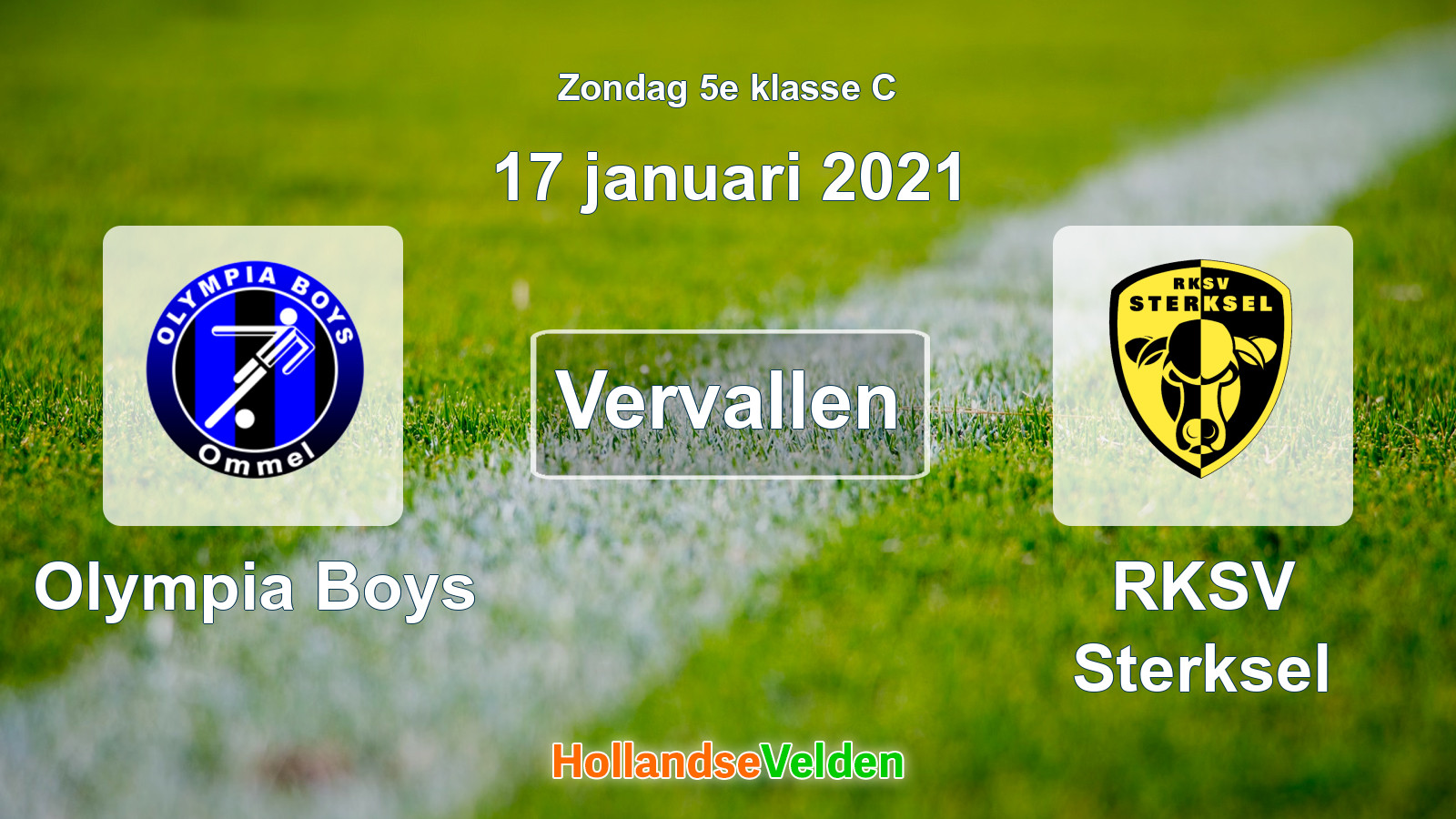 Geplande wedstrijd: Olympia Boys - RKSV Sterksel (17 januari 2021)