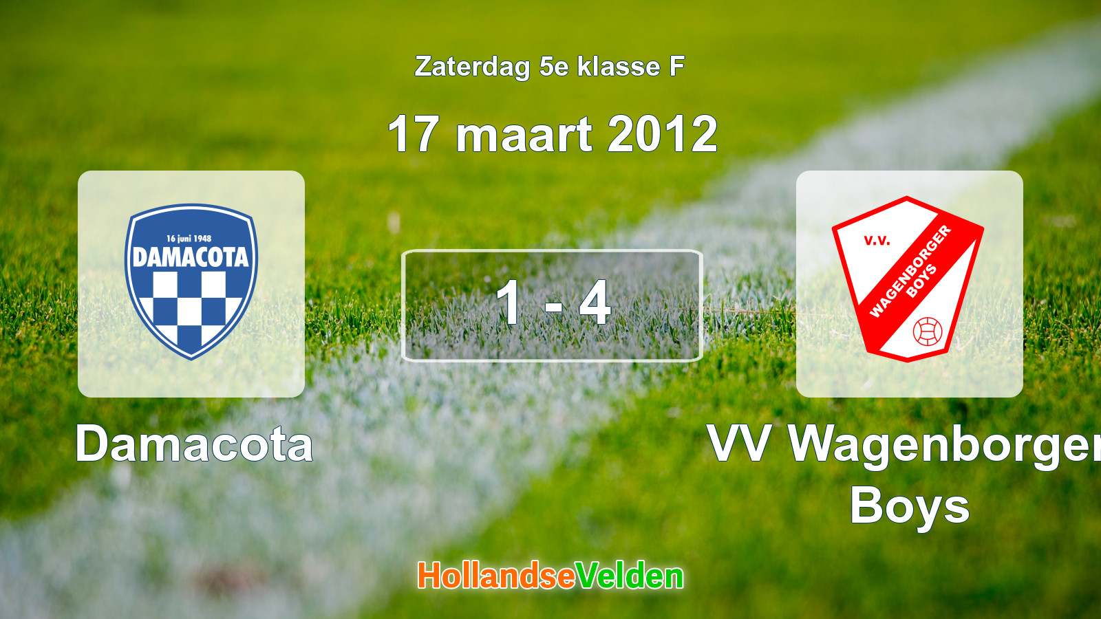 Gespeelde wedstrijd: Damacota - VV Wagenborger Boys 1 - 4 (17 maart 2012)