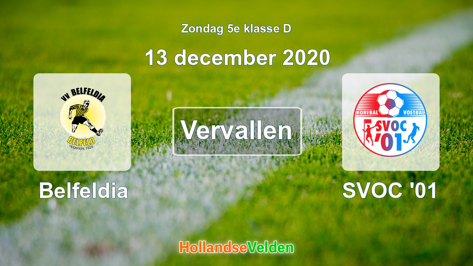 Geplande wedstrijd: Belfeldia - SVOC '01 (13 december 2020)