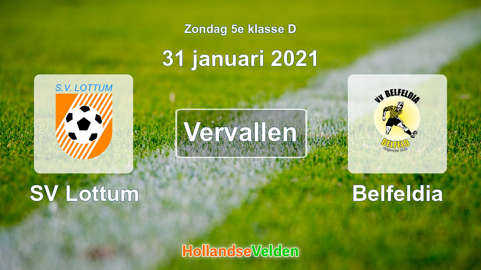 Geplande wedstrijd: SV Lottum - Belfeldia (31 januari 2021)