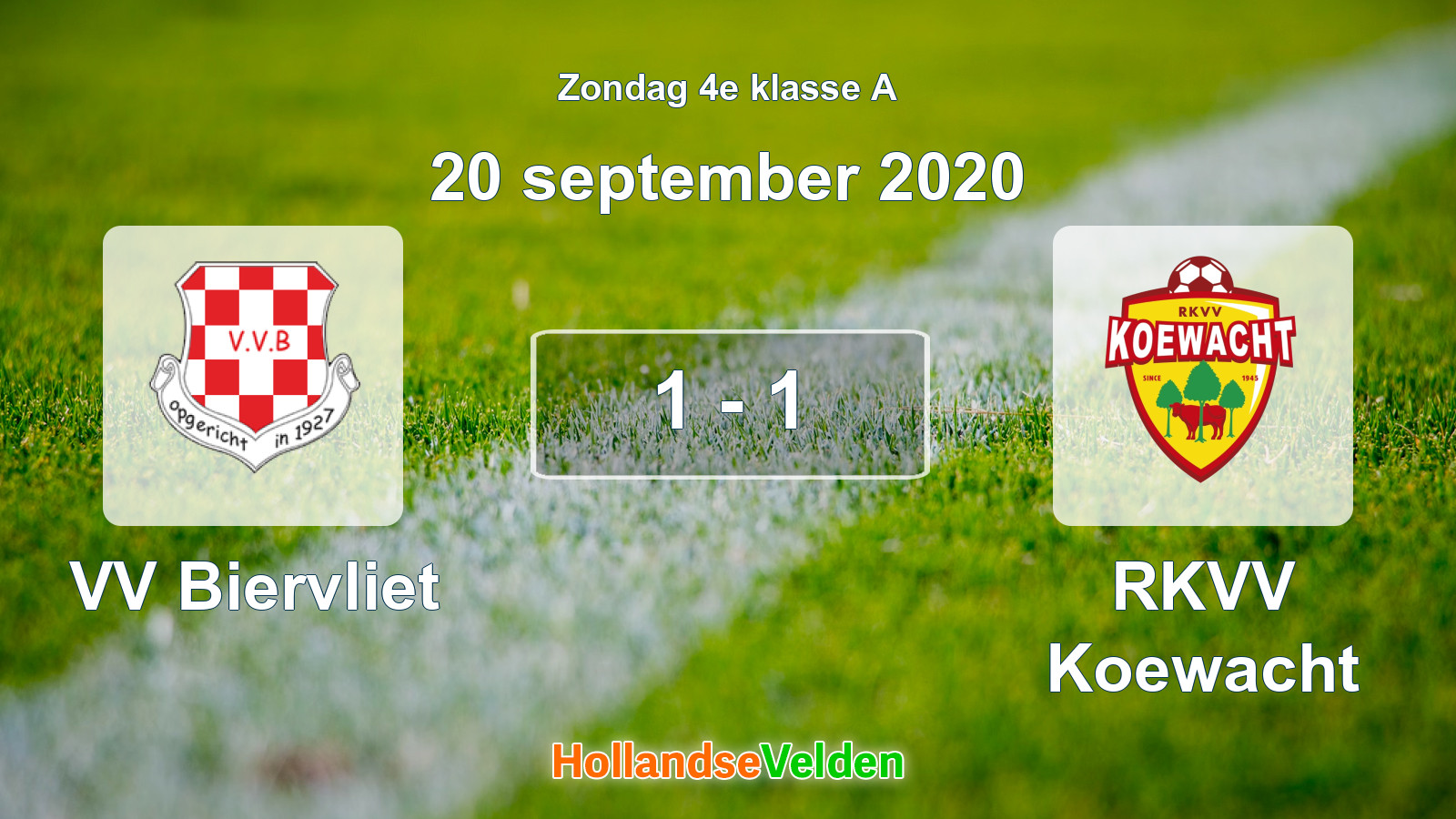Gespeelde wedstrijd: VV Biervliet - RKVV Koewacht 1 - 1 (20 september 2020)