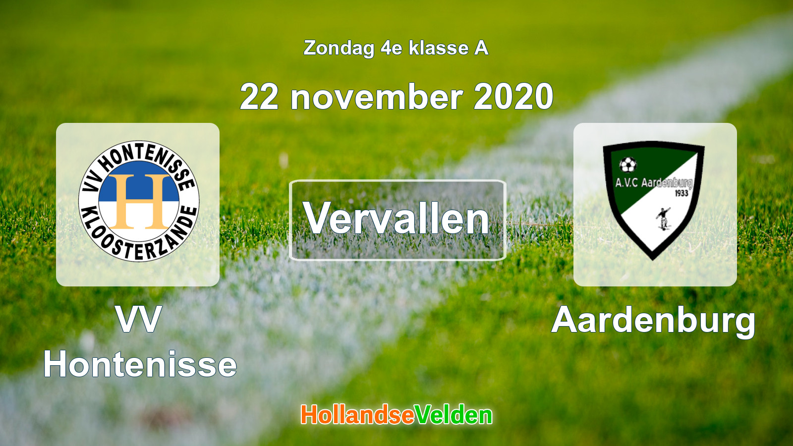 Geplande wedstrijd: VV Hontenisse - Aardenburg (22 november 2020)