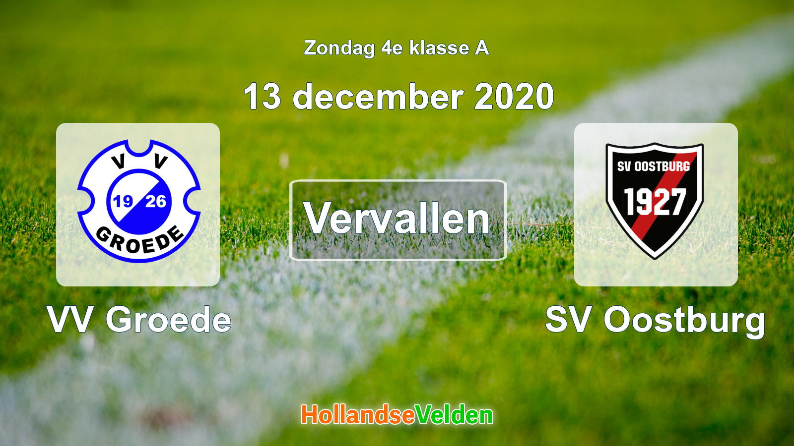 Geplande wedstrijd: VV Groede - SV Oostburg (13 december 2020)