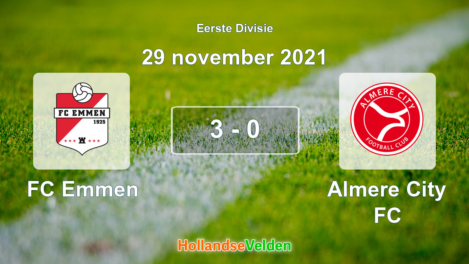 Gespeelde wedstrijd: FC Emmen - Almere City FC 3 - 0 (29 november 2021)
