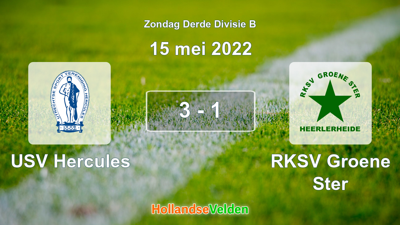 Gespeelde wedstrijd: USV Hercules - RKSV Groene Ster 3 - 1 (15 mei 2022)