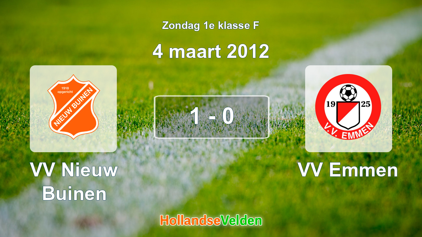 Gespeelde wedstrijd: VV Nieuw Buinen - VV Emmen 1 - 0 (4 maart 2012)