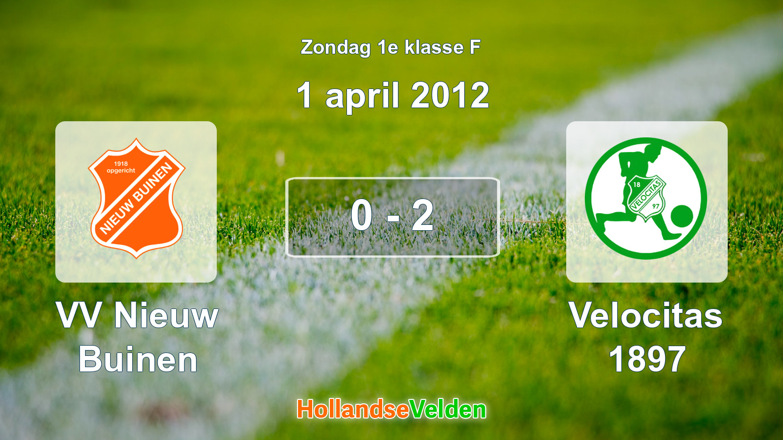 Gespeelde wedstrijd: VV Nieuw Buinen - Velocitas 1897 0 - 2 (1 april 2012)