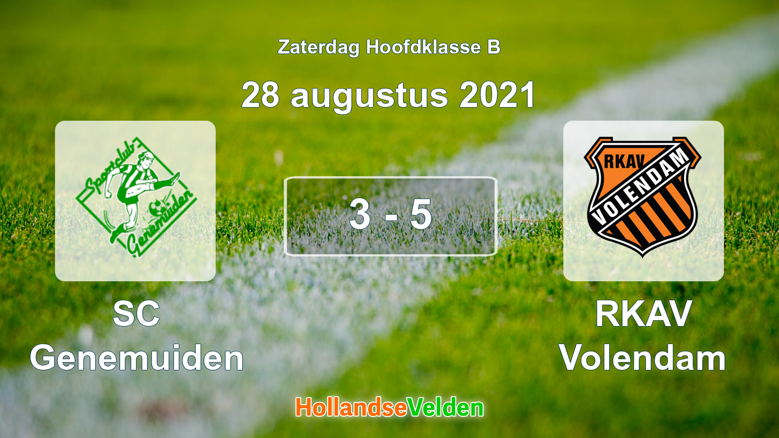 Gespeelde wedstrijd: SC Genemuiden - RKAV Volendam 3 - 5 (28 augustus 2021)
