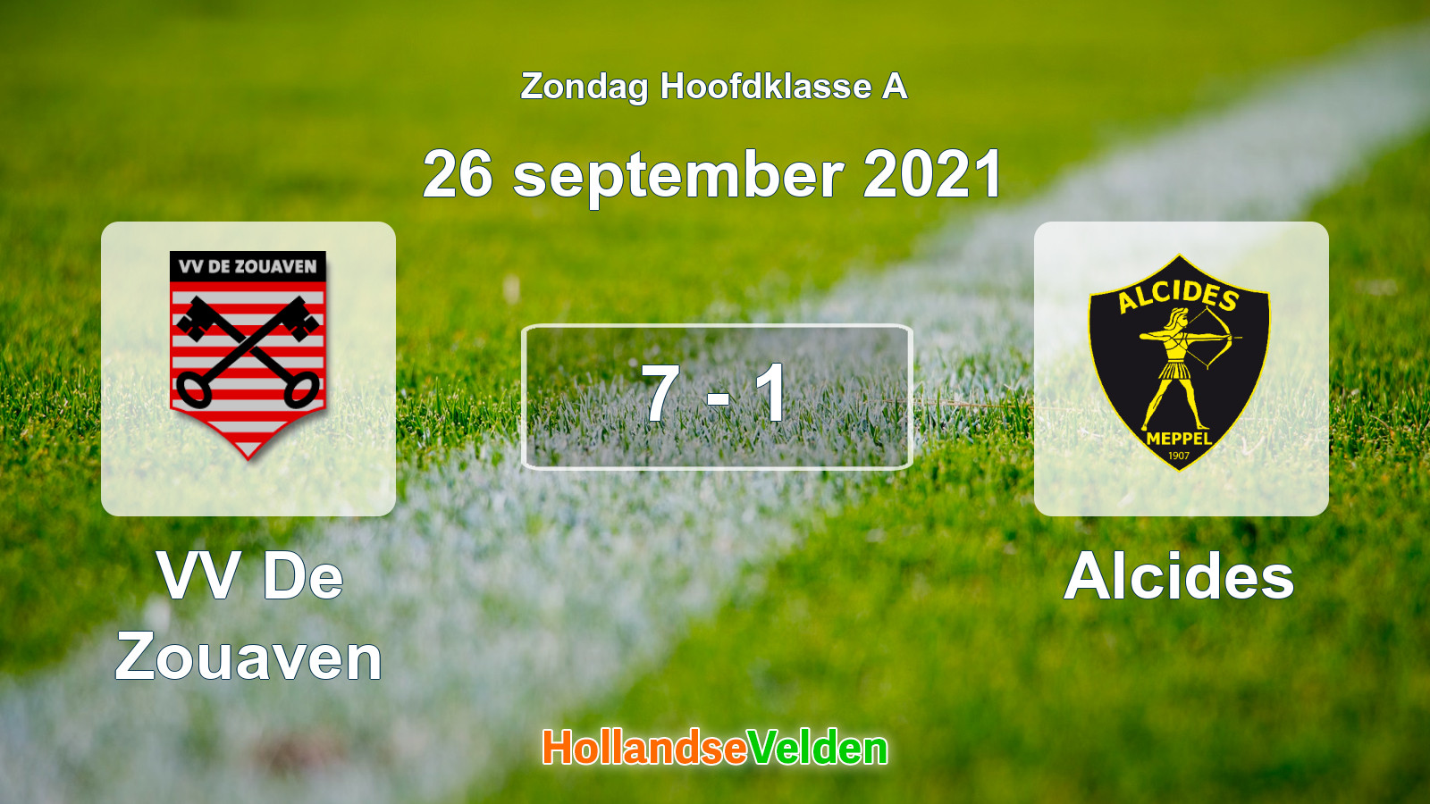 Gespeelde wedstrijd: VV De Zouaven - Alcides 7 - 1 (26 september 2021)
