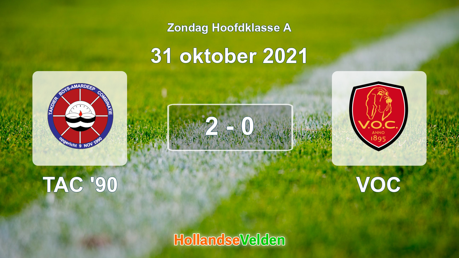 Gespeelde wedstrijd: TAC '90 - VOC 2 - 0 (31 oktober 2021)