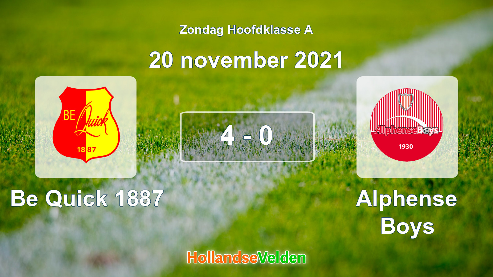 Gespeelde wedstrijd: Be Quick 1887 - Alphense Boys 4 - 0 (20 november 2021)