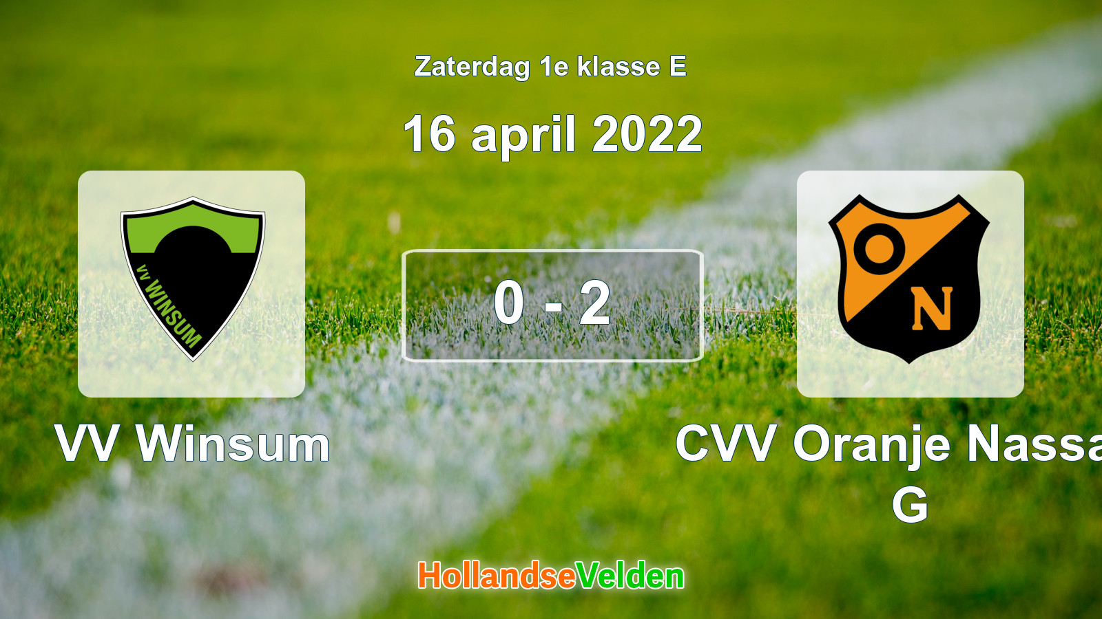 Gespeelde wedstrijd: VV Winsum - CVV Oranje Nassau G 0 - 2 (16 april 2022)
