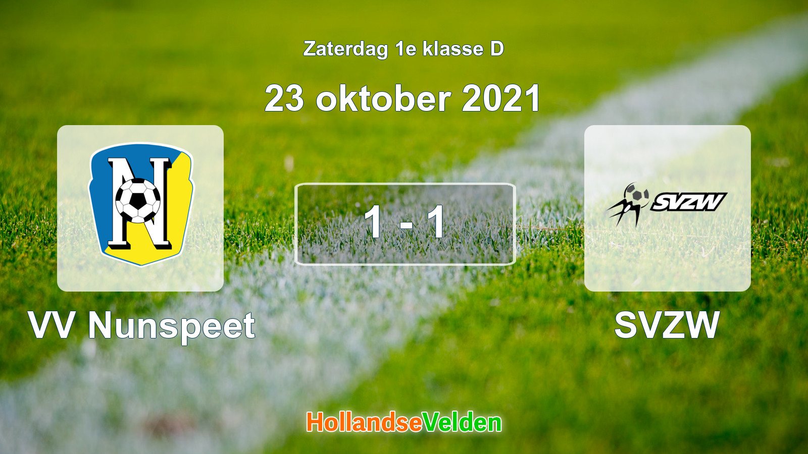Gespeelde wedstrijd: VV Nunspeet - SVZW 1 - 1 (23 oktober 2021)