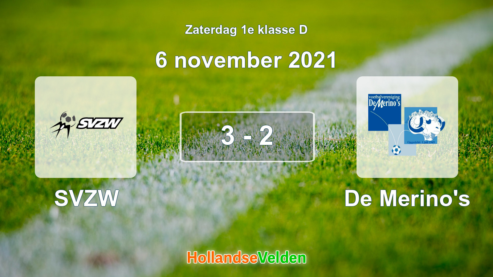Gespeelde wedstrijd: SVZW - De Merino's 3 - 2 (6 november 2021)