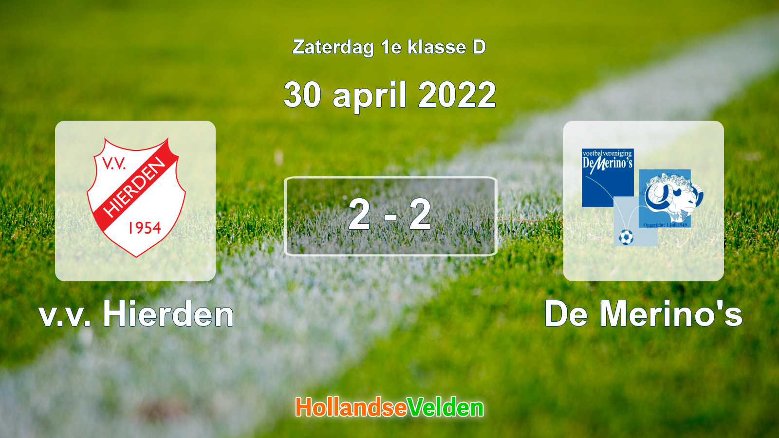 Gespeelde wedstrijd: v.v. Hierden - De Merino's 2 - 2 (30 april 2022)