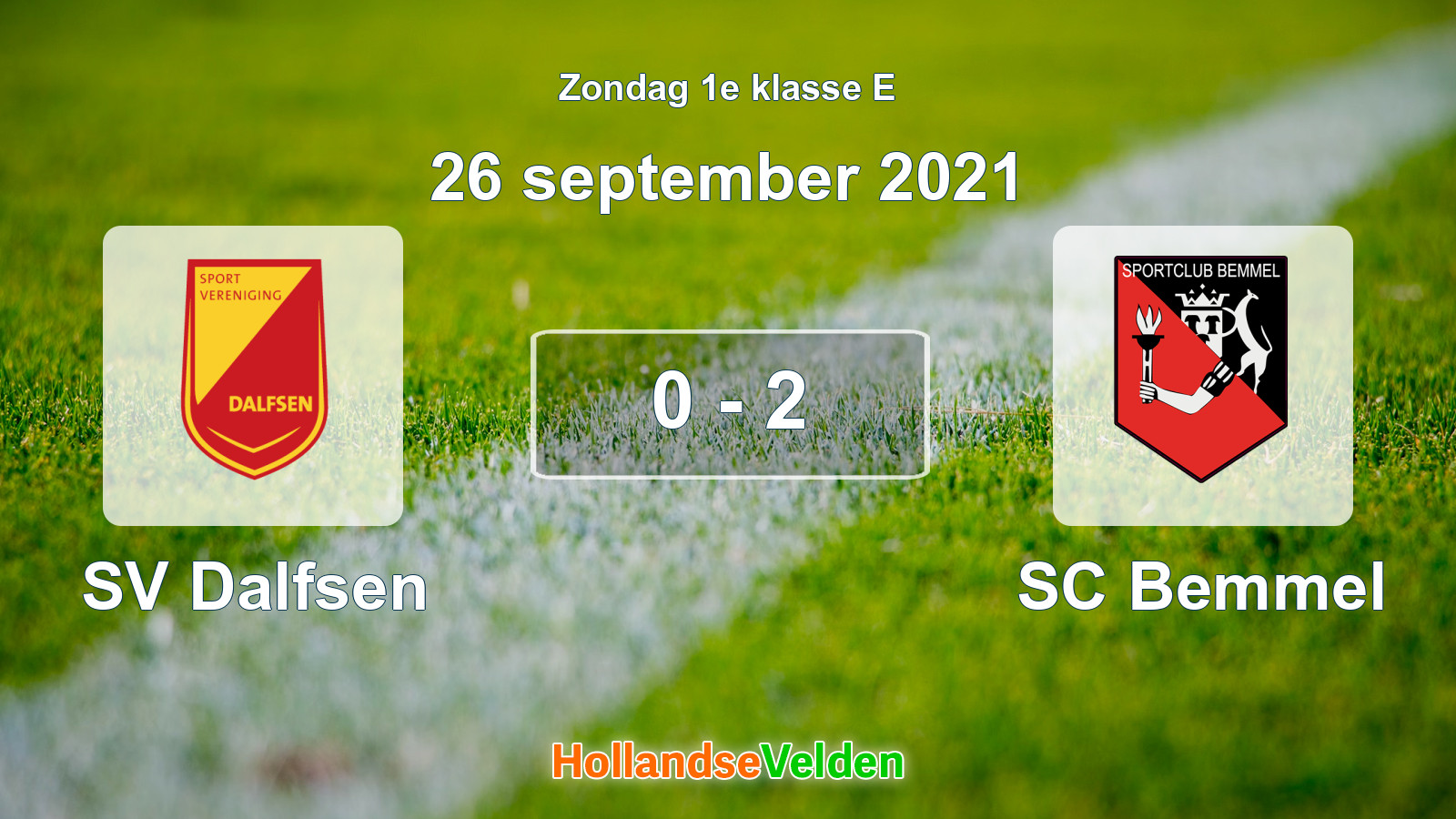 Gespeelde wedstrijd: SV Dalfsen - SC Bemmel 0 - 2 (26 september 2021)