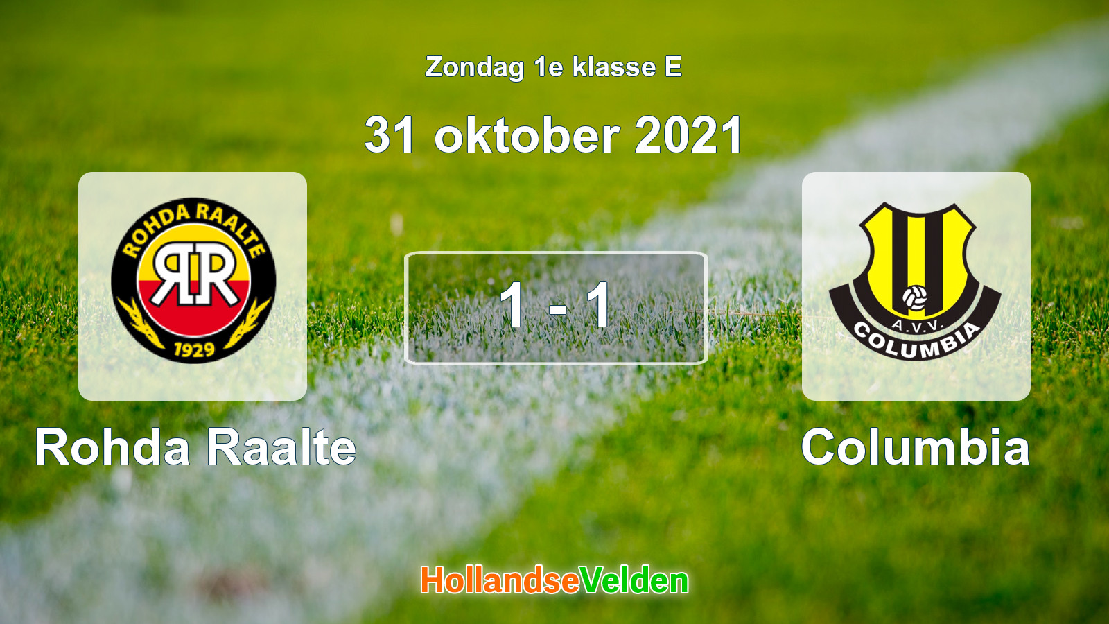 Gespeelde wedstrijd: Rohda Raalte - Columbia 1 - 1 (31 oktober 2021)