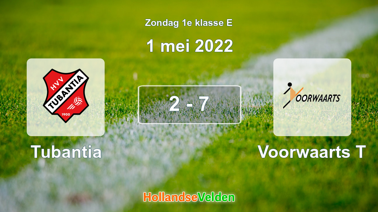 Gespeelde wedstrijd: Tubantia - Voorwaarts T 2 - 7 (1 mei 2022)
