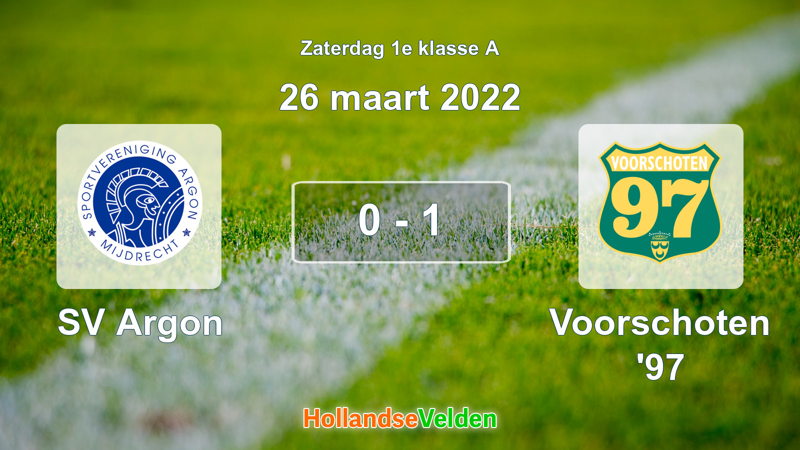 Gespeelde wedstrijd: SV Argon - Voorschoten '97 0 - 1 (26 maart 2022)