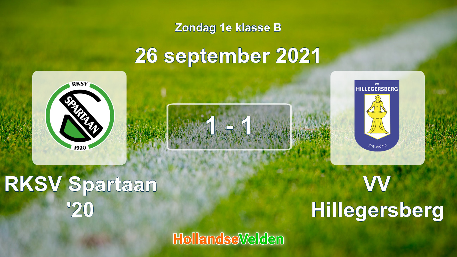 Gespeelde wedstrijd: RKSV Spartaan '20 - VV Hillegersberg 1 - 1 (26 september 2021)