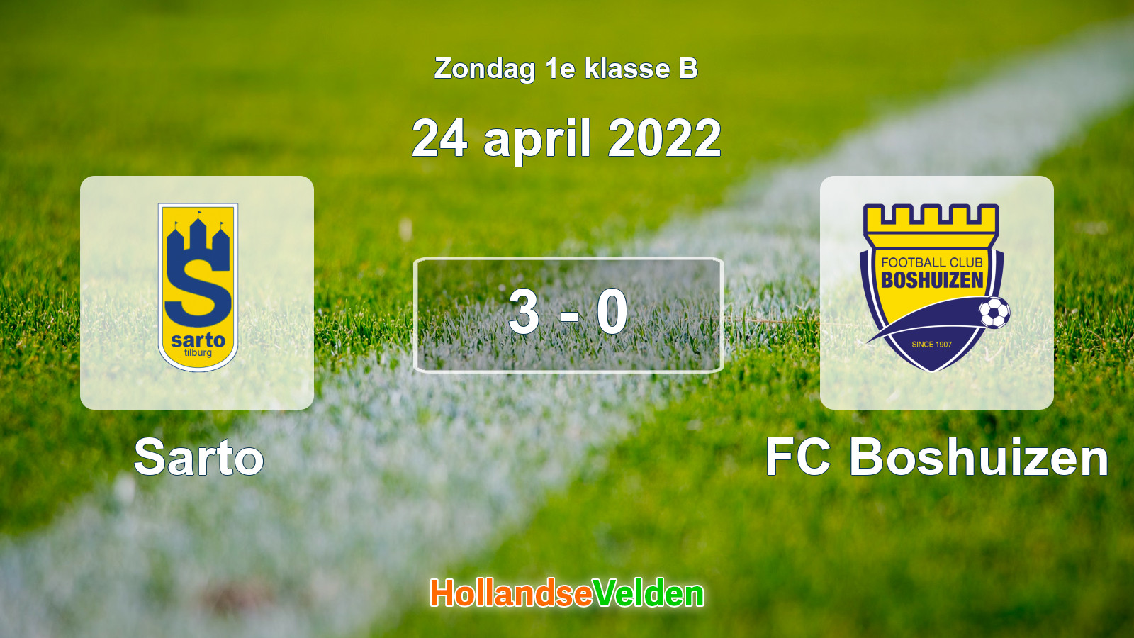 Gespeelde wedstrijd: Sarto - FC Boshuizen 3 - 0 (24 april 2022)