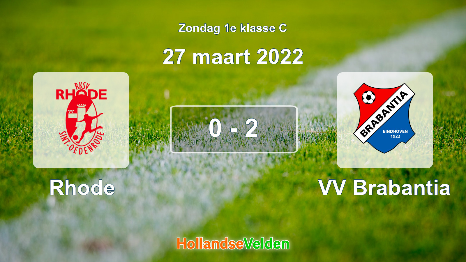 Gespeelde wedstrijd: Rhode - VV Brabantia 0 - 2 (27 maart 2022)