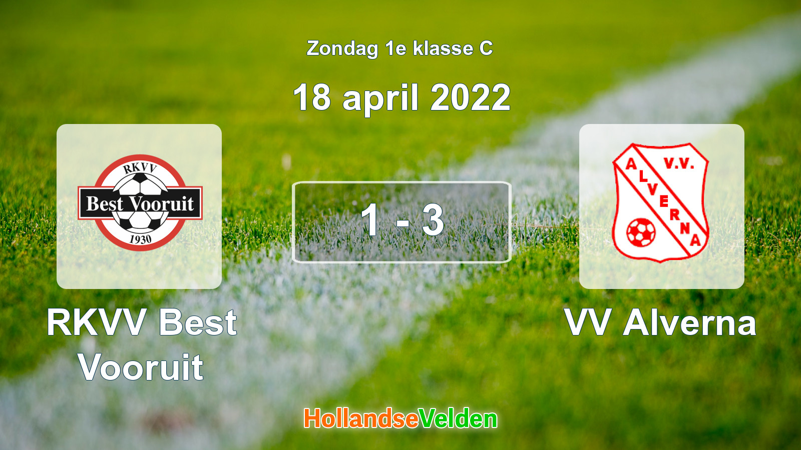 Gespeelde wedstrijd: RKVV Best Vooruit - VV Alverna 1 - 3 (18 april 2022)