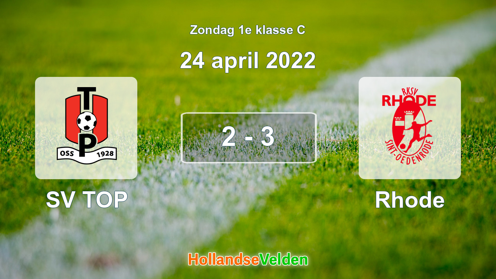 Gespeelde wedstrijd: SV TOP - Rhode 2 - 3 (24 april 2022)