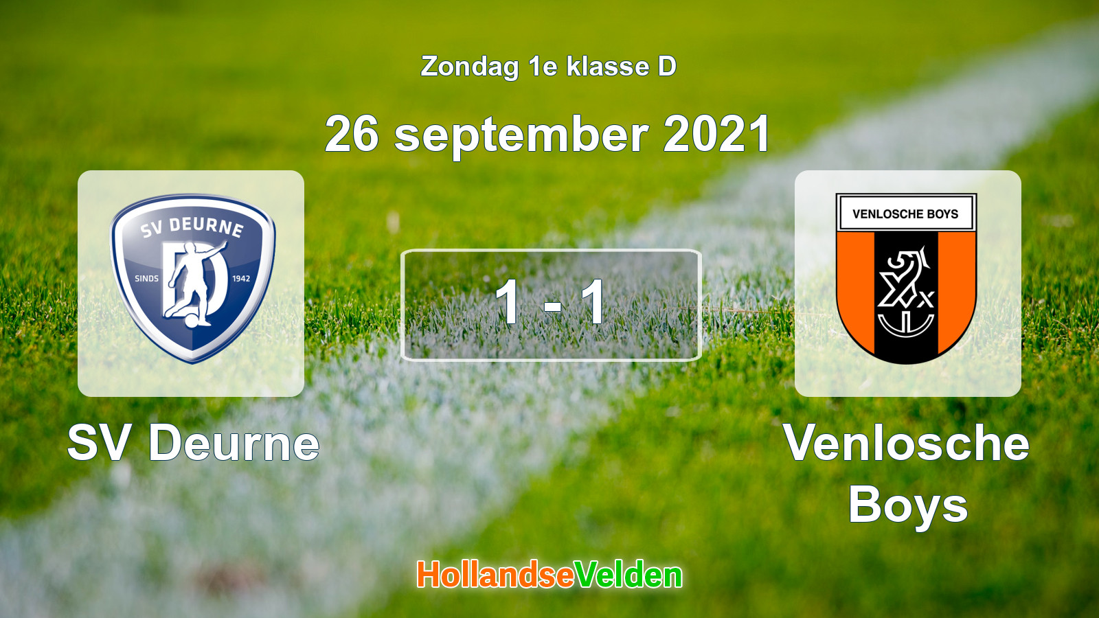 Gespeelde wedstrijd: SV Deurne - Venlosche Boys 1 - 1 (26 september 2021)