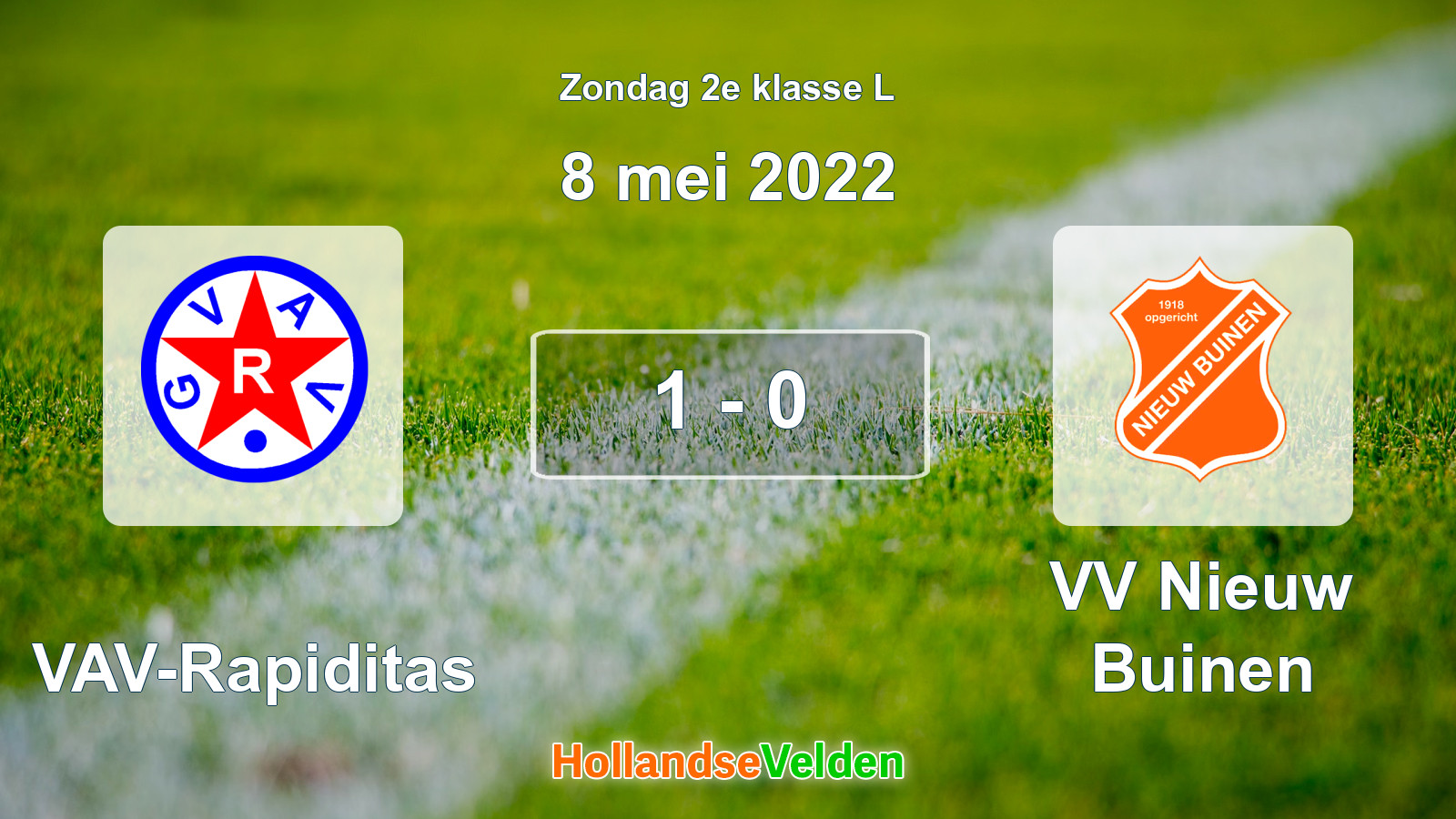 Gespeelde wedstrijd: GVAV-Rapiditas - VV Nieuw Buinen 1 - 0 (8 mei 2022)