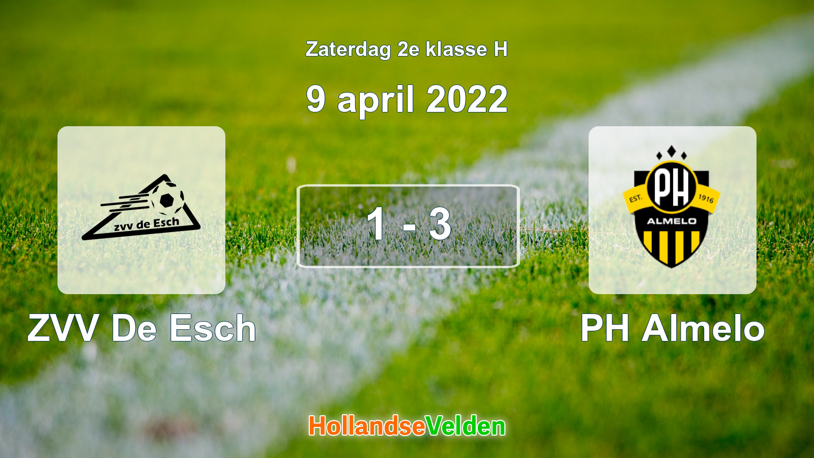 Gespeelde wedstrijd: ZVV De Esch - PH Almelo 1 - 3 (9 april 2022)