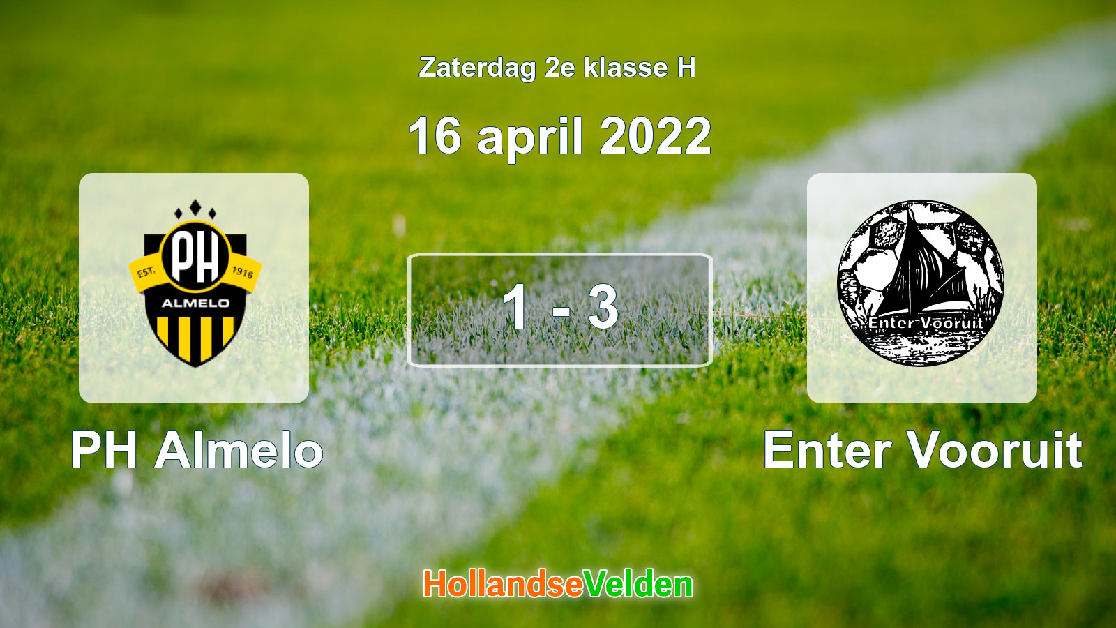 Gespeelde wedstrijd: PH Almelo - Enter Vooruit 1 - 3 (16 april 2022)