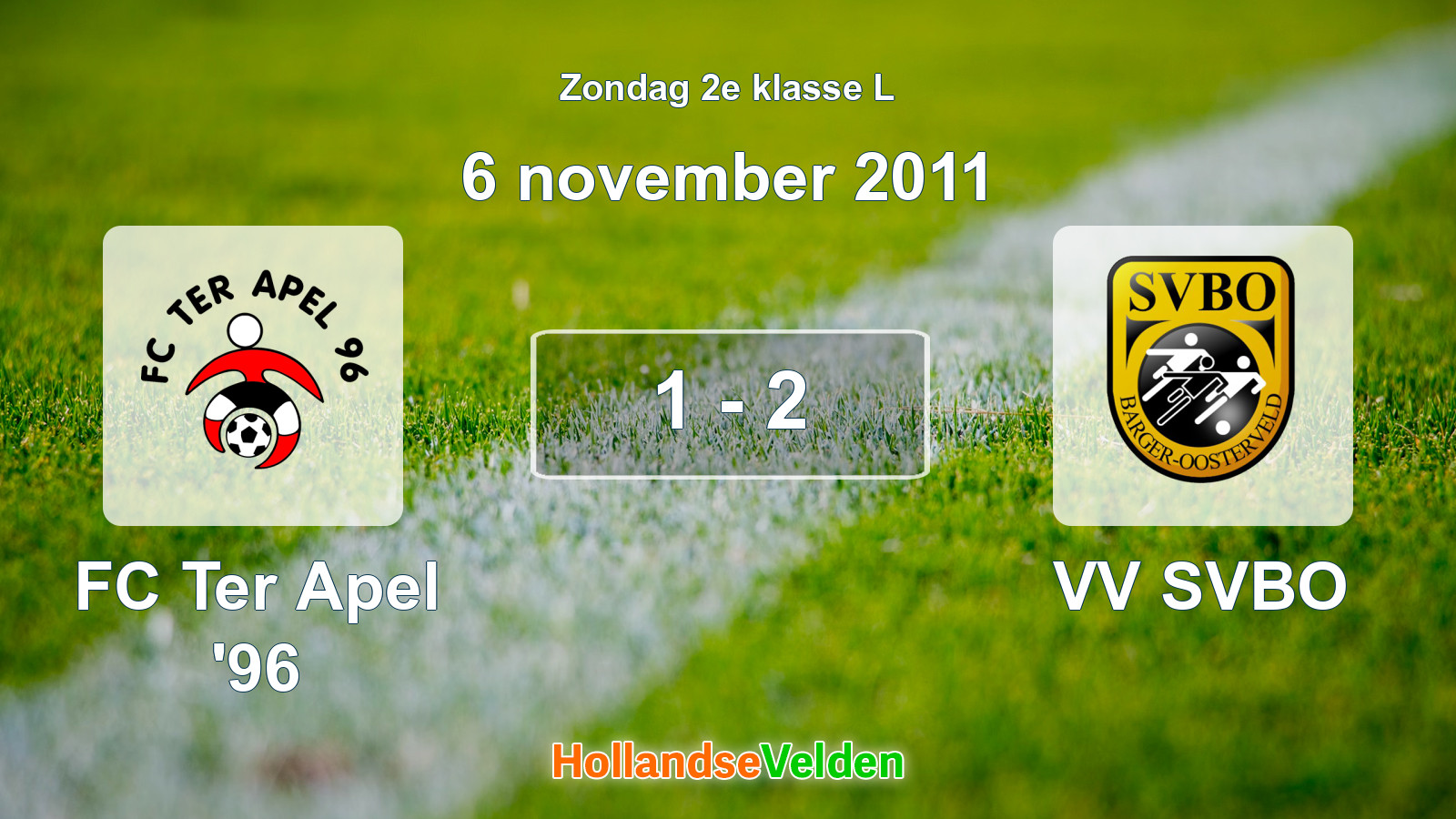 Gespeelde wedstrijd: FC Ter Apel '96 - VV SVBO 1 - 2 (6 november 2011)