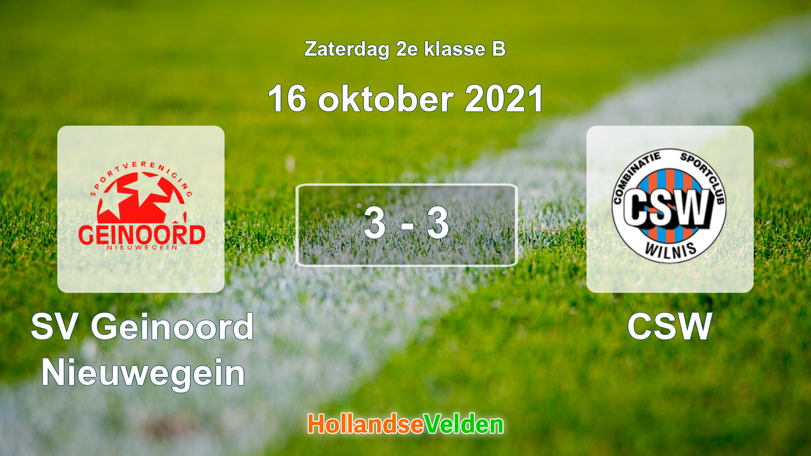 Gespeelde wedstrijd: SV Geinoord Nieuwegein - CSW 3 - 3 (16 oktober 2021)