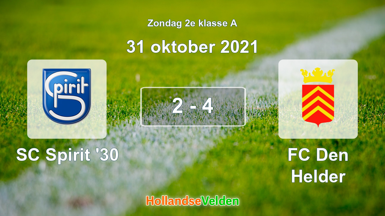 Gespeelde wedstrijd: SC Spirit '30 - FC Den Helder 2 - 4 (31 oktober 2021)