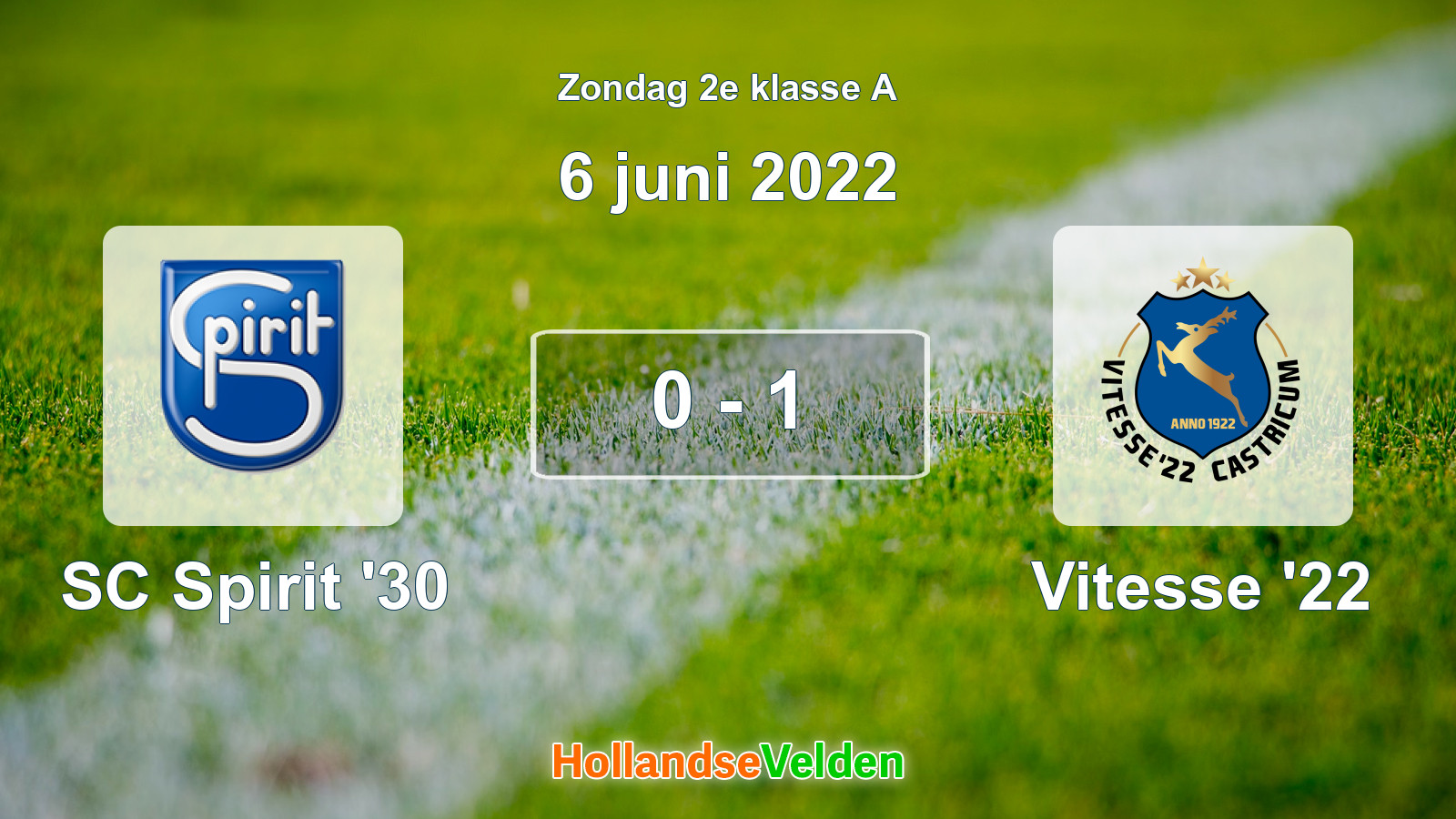 Gespeelde wedstrijd: SC Spirit '30 - Vitesse '22 0 - 1 (6 juni 2022)