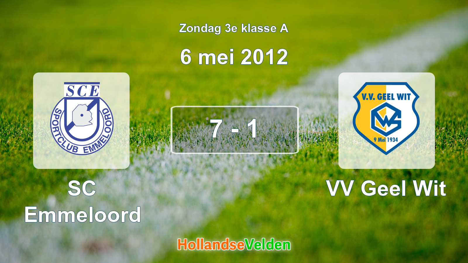 Gespeelde wedstrijd: SC Emmeloord - VV Geel Wit 7 - 1 (6 mei 2012)