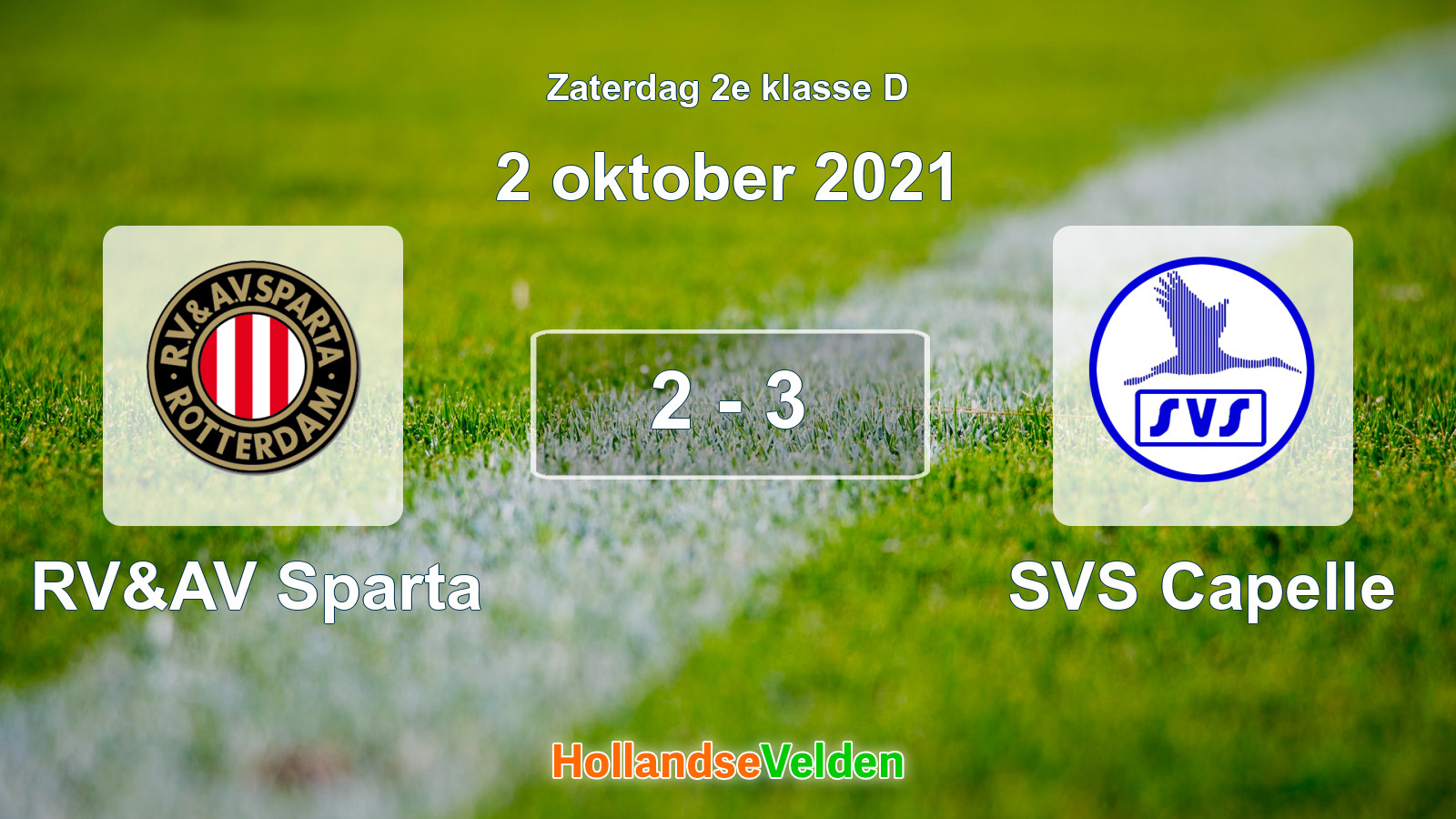 Gespeelde wedstrijd: RV&AV Sparta - SVS Capelle 2 - 3 (2 oktober 2021)